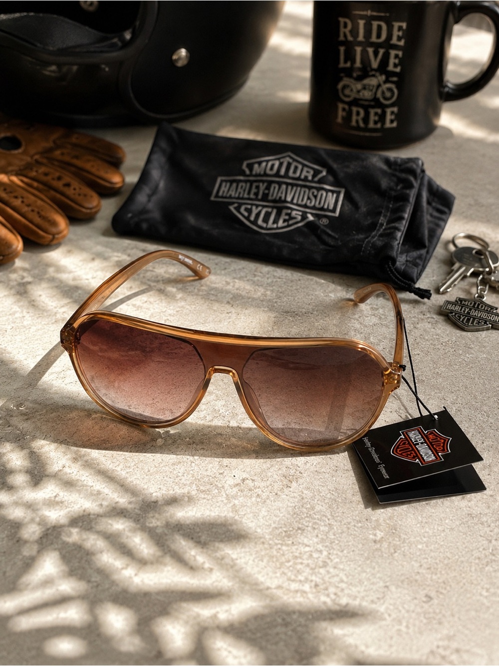 Harley-Davidson HD5059S Shield Aviator Sunglasses Brown Gradient NWT